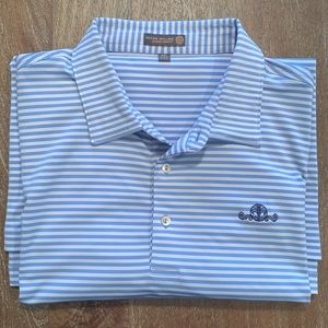 Peter Millar XXL Polo in Light Blue and White Stripes from Daniel Island Club